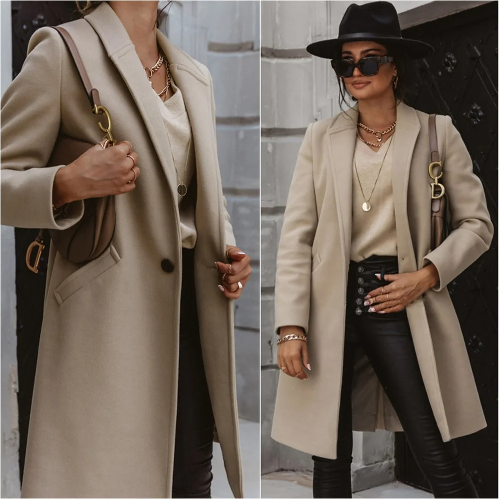 Timeless Elegance Longline Coat - Tan - Picture 1 of 5